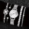Fashion Roman Numeral Women's Watch & Bracelet Set with Diamond Inlay