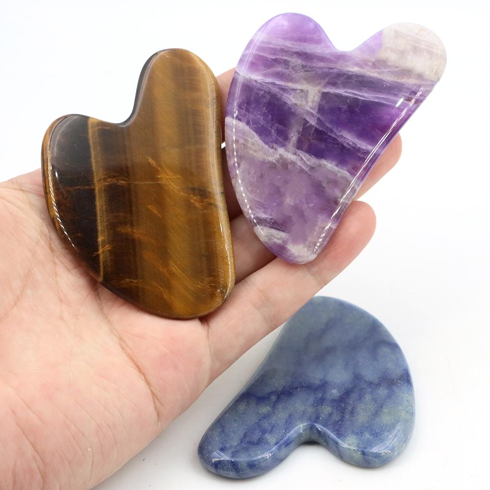 Natural Stone Crystal Gouache Scraper Rose Quartz Gua Sha Tool Neck Massager For Face Lifting Wrinkle Remover Beauty Health Gift