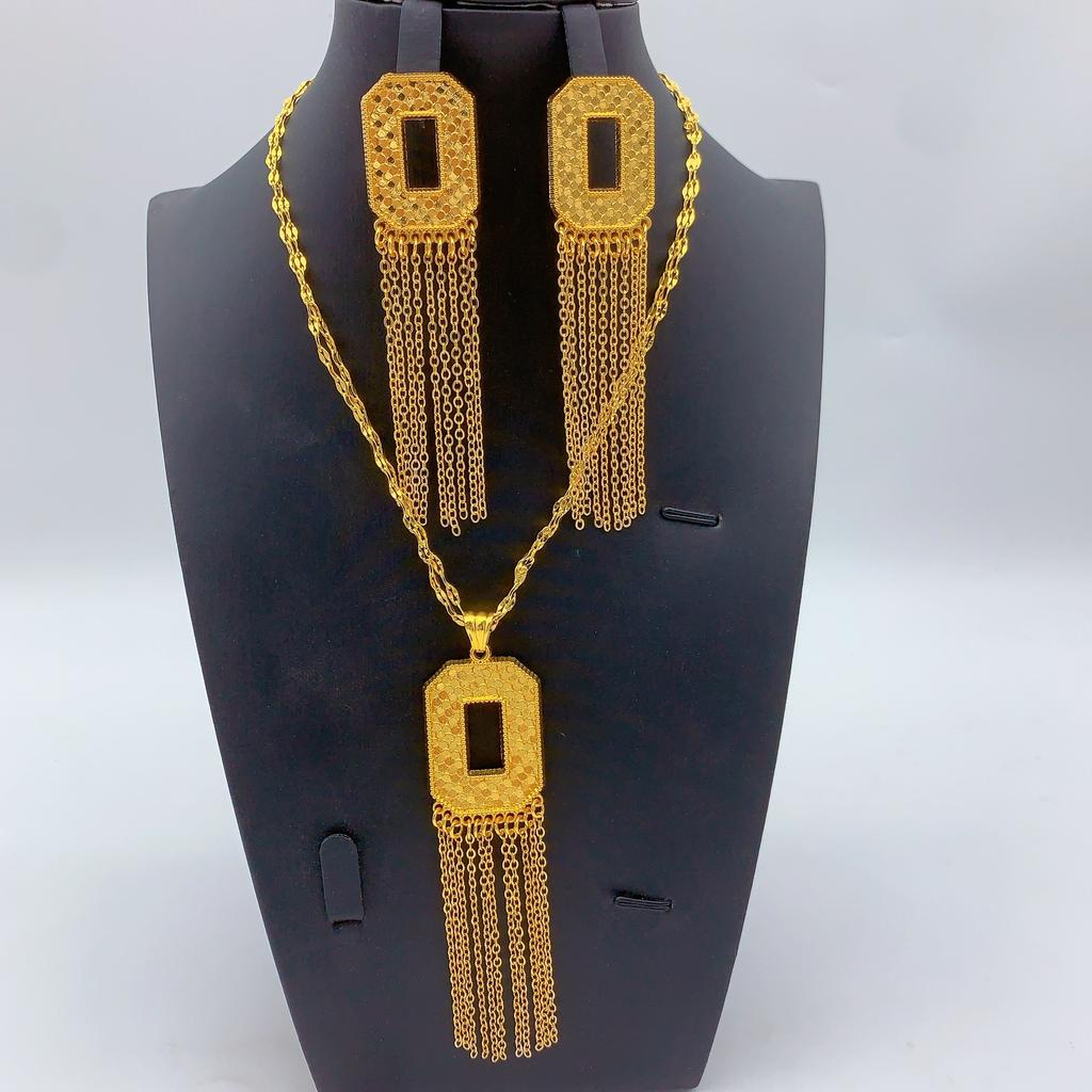 Middle East Dubai Iraq Jewelry Copper Alloy Necklace Earrings Jewelry Set Indian Bridal Necklace 2026