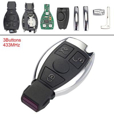 Portachiavi con telecomando a vibrazione senza chiave, 3 pulsanti, 433 MHz, per Mercedes Benz anno 2000+ Controllo NEC e BGA