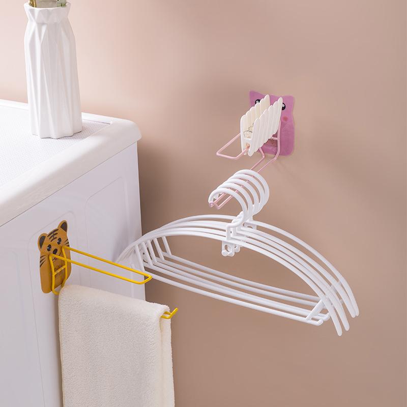 Cartoon Hanger Storage Rack Hook For Clip Free Punching Wall-Mounted Racks Multifunctional Balcony Organizer Storage Rack