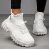 Women's High Top Socks, Sports Shoes, Solid Color Knitted Sleeves, Breathable Outdoor Walking Sports Shoes