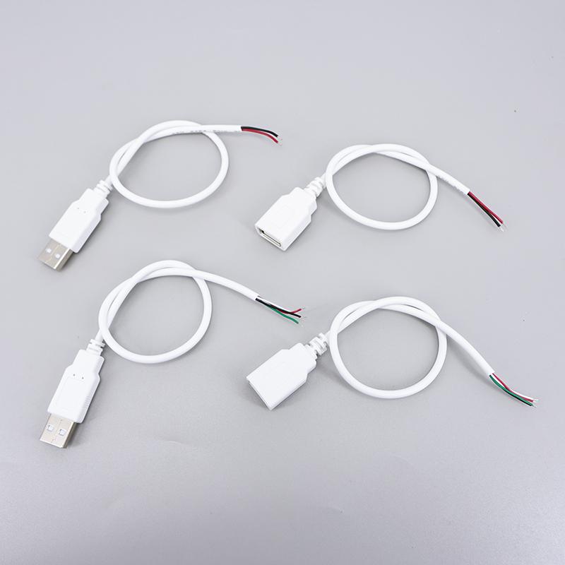 2pin 4Pin 5V USB 2.0 Power Supply Cable Female Male Jack Charging Extension Connector Wire white 0.3m 1m