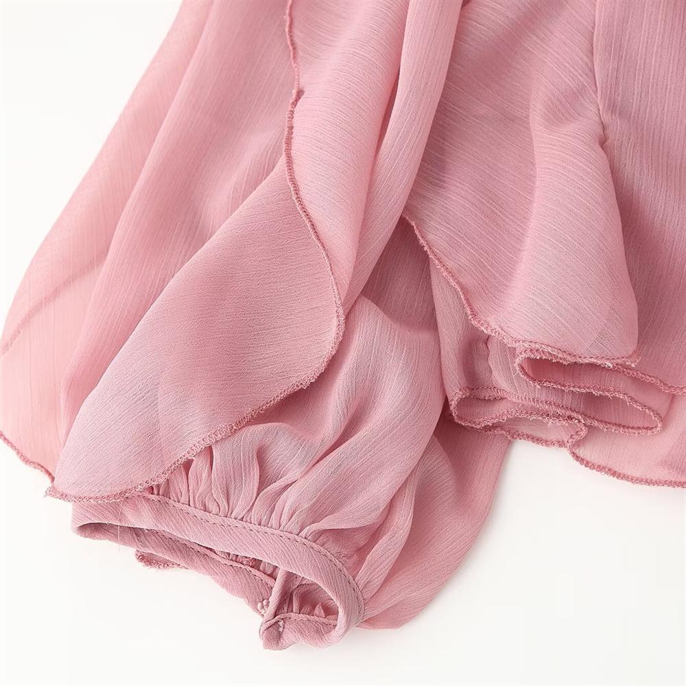 2025 Spring/Summer Women's Casual V-Neck Layered Long-Sleeve Shirt