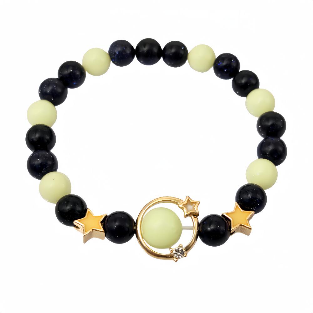 Obsidian Jinsha Stone Luminous Fluorite Bracelet Stylish Simple Luminous Planet Couple Gift Bracelet