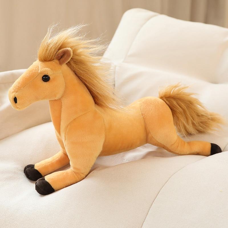 Simulation Horses Plush Toy Stuffed Soft Animal Dolls Real Life Mustang Pillow for Children Kids Creative Birthday Decor Gifts