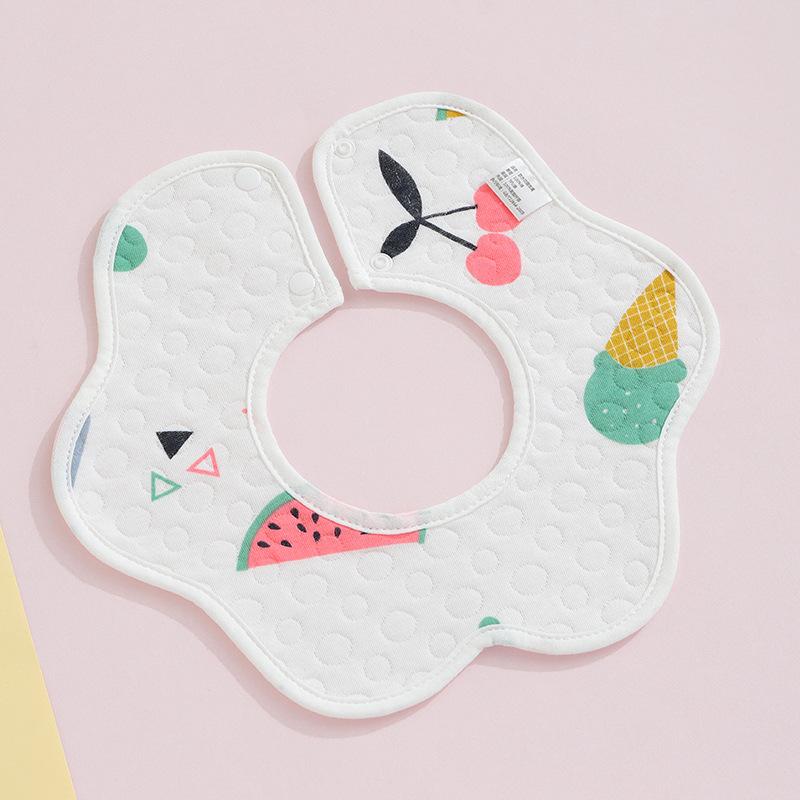 Class A Newborn Baby Saliva Towel Crepe Waterproof Petal Bib Autumn Winter Children Eating Cartoon Cotton Bib