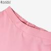 ZANZEA Women Casual Elastic Waist Solid Color Pleated Midi Skirts