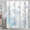 Coastal Marine Shower Curtain: Dolphin, Starfish, Seahorse, Seashell, Sea Turtle - Moisture-Proof, Mildew-Resistant, Waterproof, Beach Bathroom Décor