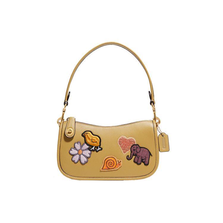 

Coach Swinger Leather Cartoon Animal Print Zipper Chain Shoulder Bag Small Women handbags Brown Yellow C6316-B4OOG Basic Set (Bag+Dust Bag)