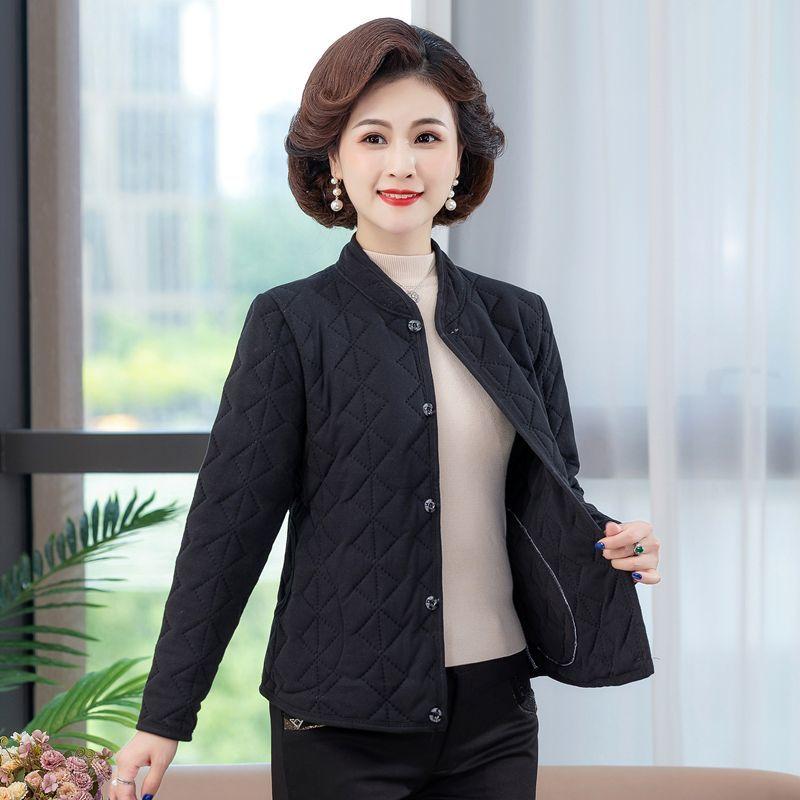 Middle Aged Women's Winter Cotton Coat Mom's Wear Thermal Inner Liner Warm Jacket with German Velvet and Silk Cotton
