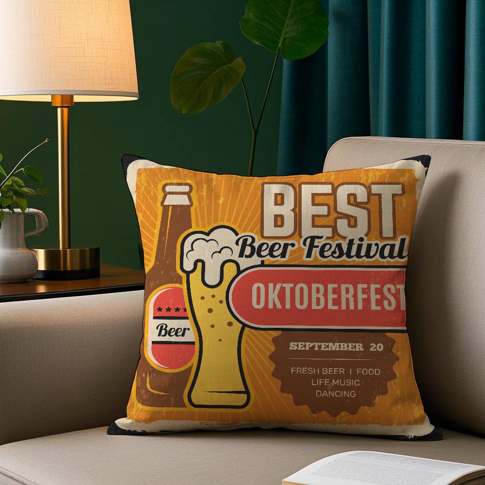 Beer Wine Retro Style Pillow Case Short Plush Print Cushion Cover Square Throw Pillow Covers Sofa Home Decor