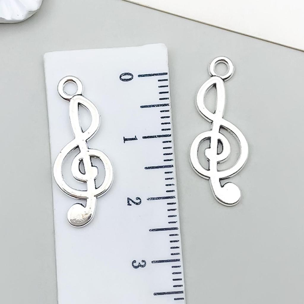 Starožitný stříbrný slitinový přívěsek ve tvaru noty na kytaru pro DIY šperky