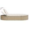 Double Sun Lounger with Cushions Beige Poly Rattan
