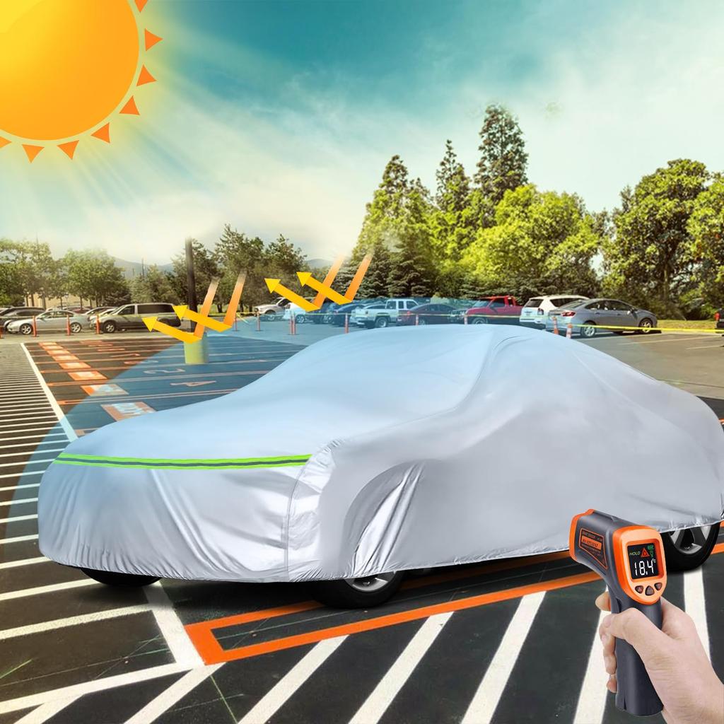 Syncnika Car Cover for JDM Sports UV Rain and Snow Silver GT-R 2007-2025 Nissan, Waterproof, Fleece-Lined, Dustproof, Protection, Protection, Carport,