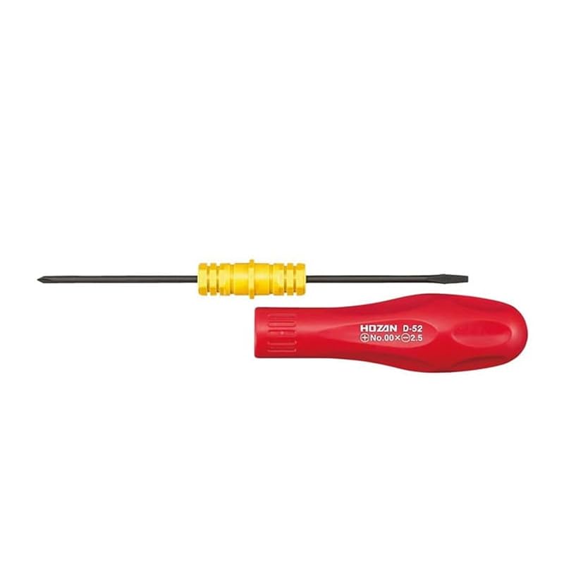HOZAN Interchangeable Screwdriver, Universal Interchangeable Screwdriver, Phillips and Slotted, +No. 00 -2.5×0.4mm D-52