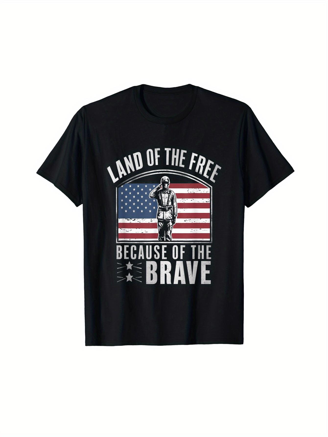 

Free Land for Brave Memorial Patriotic T-shirts Local Warehouse Delivery Soft Cotton Comfort Discount S