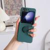Luxury Solid Color Liquid Silicone 360°Rotating Ring Holder Folding Phone Case For Samsung Galaxy Z Flip 6 5 4 3 Soft Back Cover