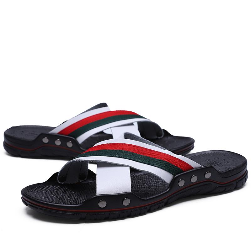 FUQIAO New Genuine Leather Men Slippers Beach Shoes Comfortable Men Summer Flat Heels Male Slides Luxury Plus Size 38-48