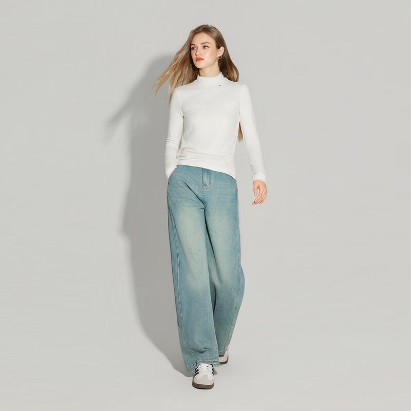 Shetu Women's Semi-High Collar Slim Fit Knit Tee