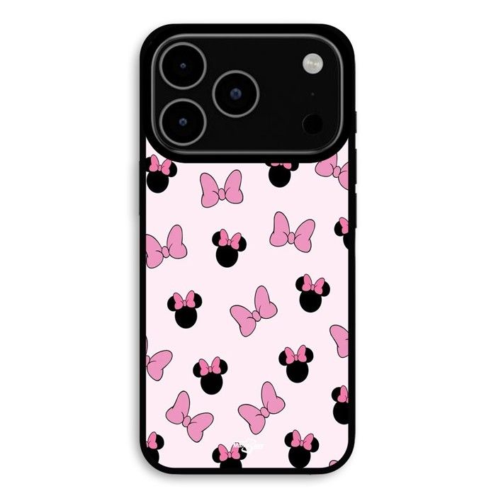 Hülle Für iPhone 18 Pro Max Minnie Schleife rosa Hintergrund Maniacase schwarz