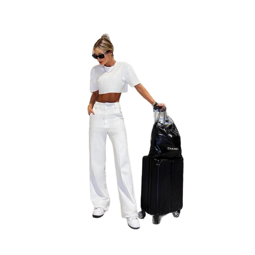 Summer Solid Color Short-Sleeve Suit and Pants Fashion Casual Set