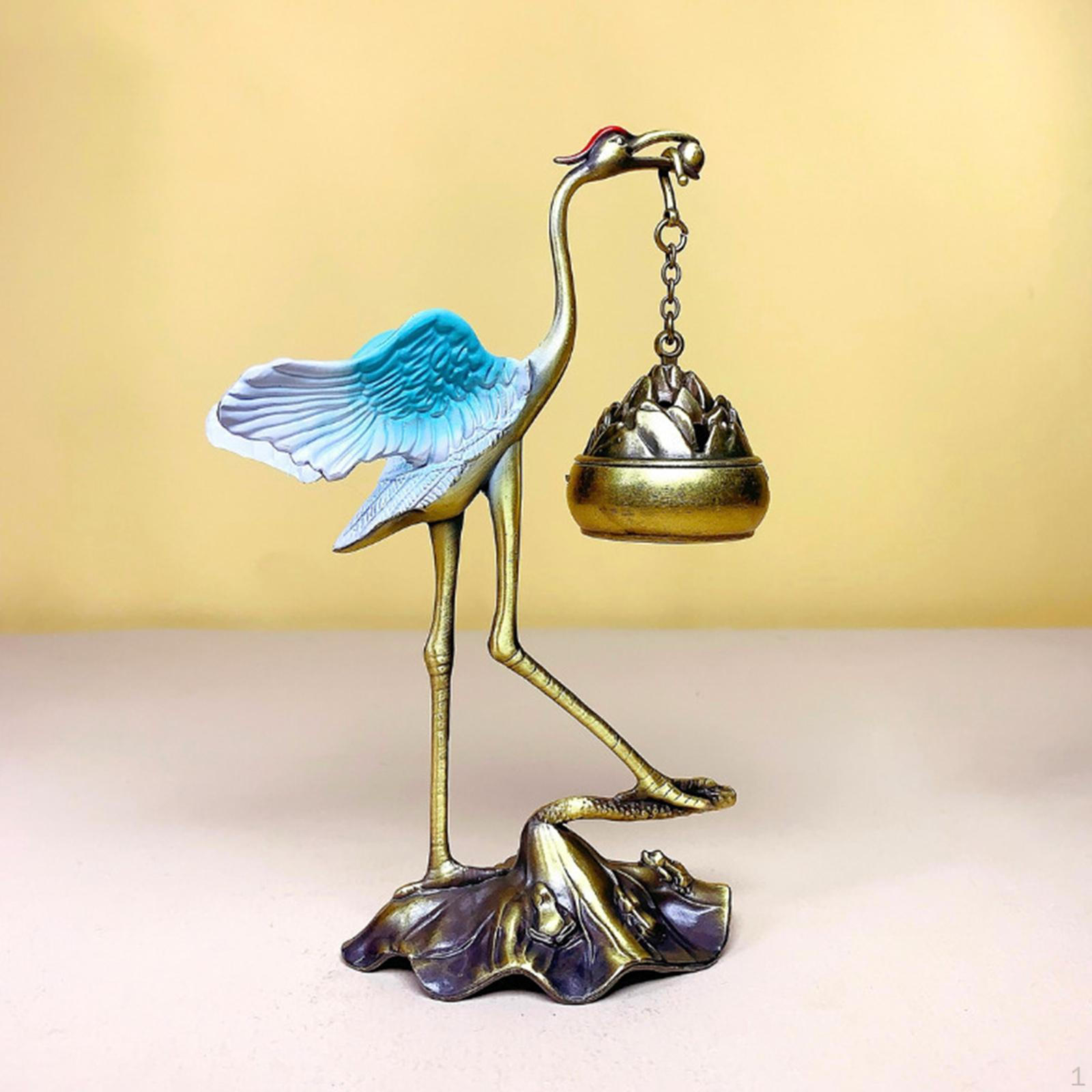 

- Статуя Декоративная статуэтка Подвесная курильница для благовоний Металлический винтажный держатель Арома-украшение для Blue Bronze