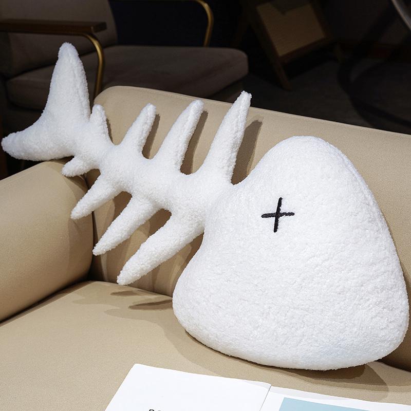 New Fish Bone Plush Toy Living Room Creative Sofa Cushion Comfort Sleeping Pillow Diy Doll Send Children Birthday Gift 45CM