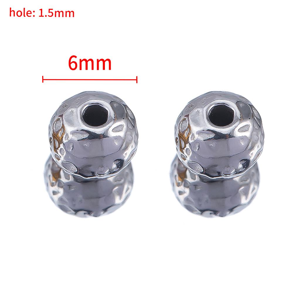 20PCS Stainless Steel Gold Plated Round Oval Dots Texture Small Spacer Beads for Needlework DIY Bracelet Jewelry Making Craft