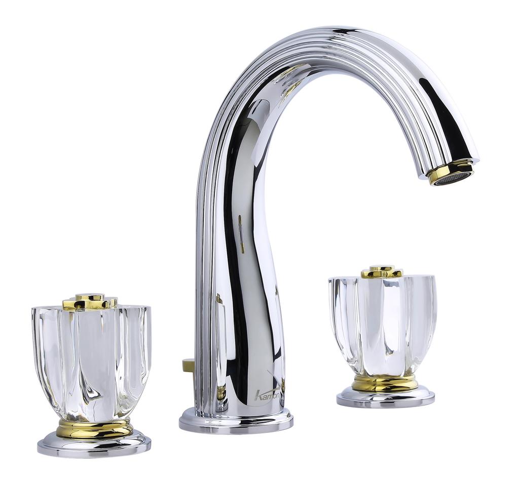 Luxury New Basin Faucets Brass Gold Bathroom Faucet Crystal Handle Sink Faucets 3 Hole Hot And Cold Sink Faucet Water Tap