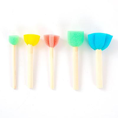 Wooden Handle Sponge Brushes for Doodling & Painting - Multi-Spec Flower and Mushroom Shapes