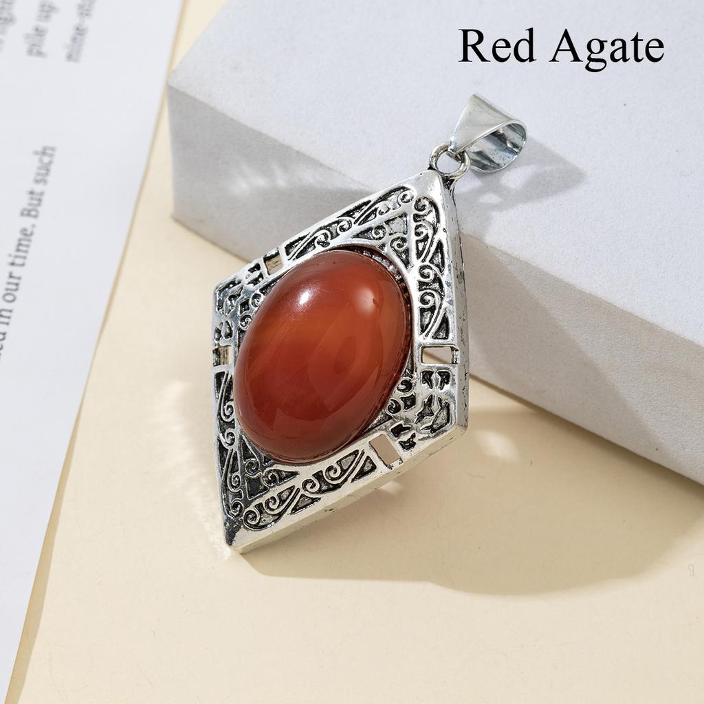 1Pc, Reiki Healing Crystal Pendants Charms, Elegant Rhombus Natural Gemstone Pendant Necklace - Unique Handmade Jewellery, DIY Gifts for Women Men