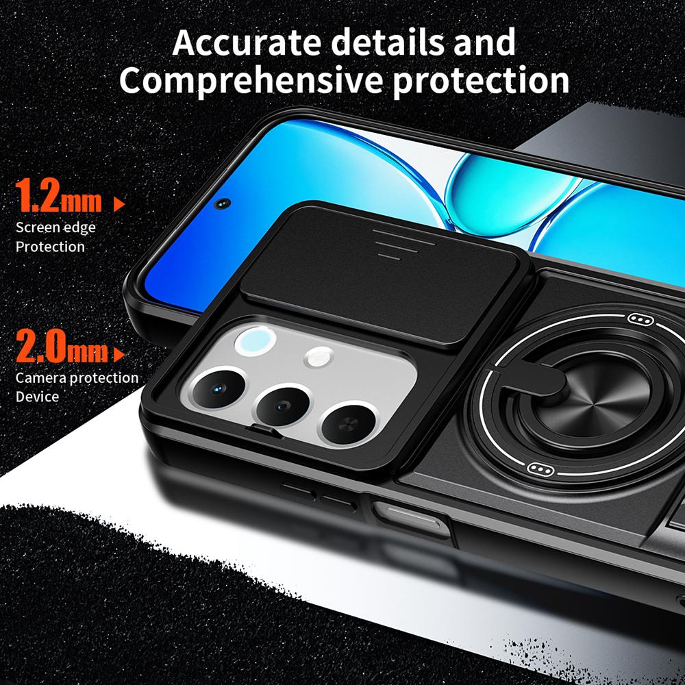 KEYSION Magnetic Phone Case for Realme C85 5G C85 Pro Slide Camera Protection Upright Kickstand 360 Ring Shockproof Back Cover