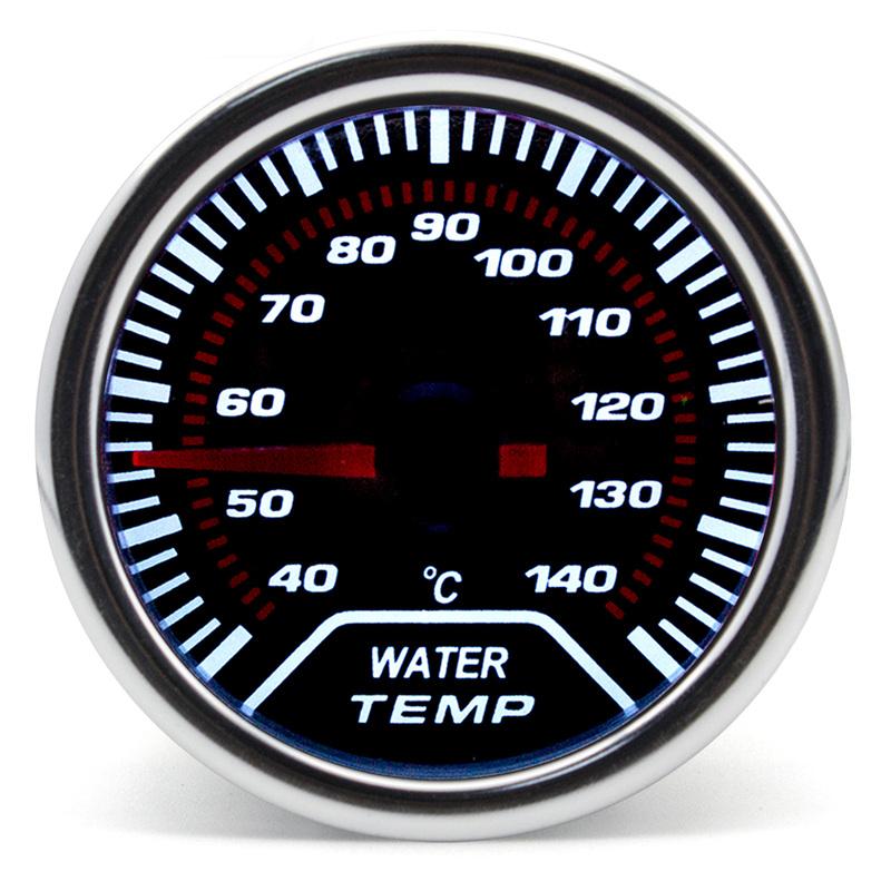 2'' 52mm Car Water Temperature Gauge 40-140 ℃ with Temp Sensor Water Temp Joint Pipe 1/8NPT Sensor Adapter Analog White Led Cas