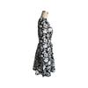 Women's Spring Autumn V Neck Long Sleeve Lace Up Printed High Waist A Line Dress