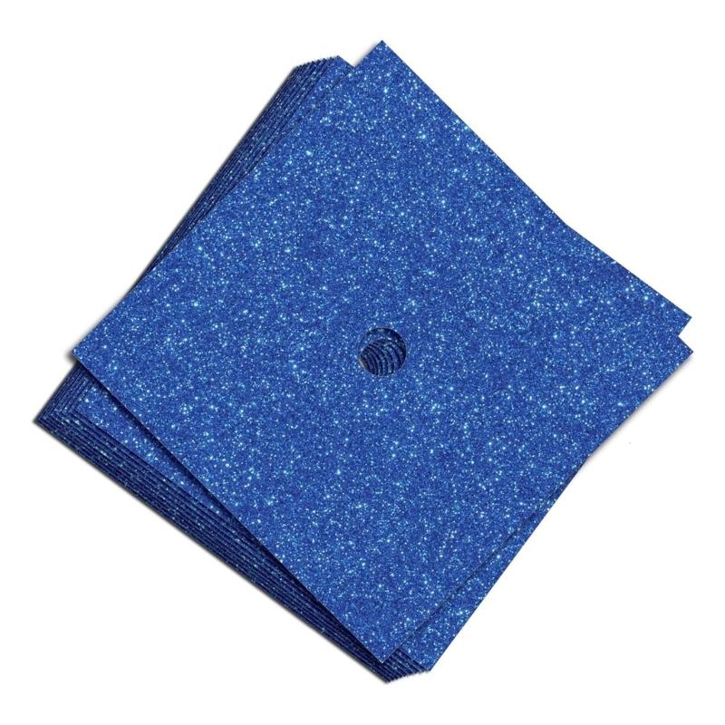 

10Piece Glitters Construction Paper Set Glitters Cardstock Graduation Hat Embellishments Easy Adhesive Craft Supplies синий