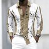 Men's Collared Shirt with Creative Musical Note Print, Trendy Long-sleeved Casual Top for Everyday Wear