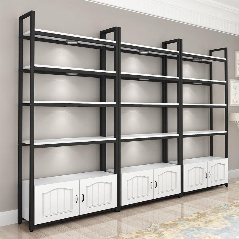 GOWKE Multi-Tier Iron Art Display Shelf with Cabinet