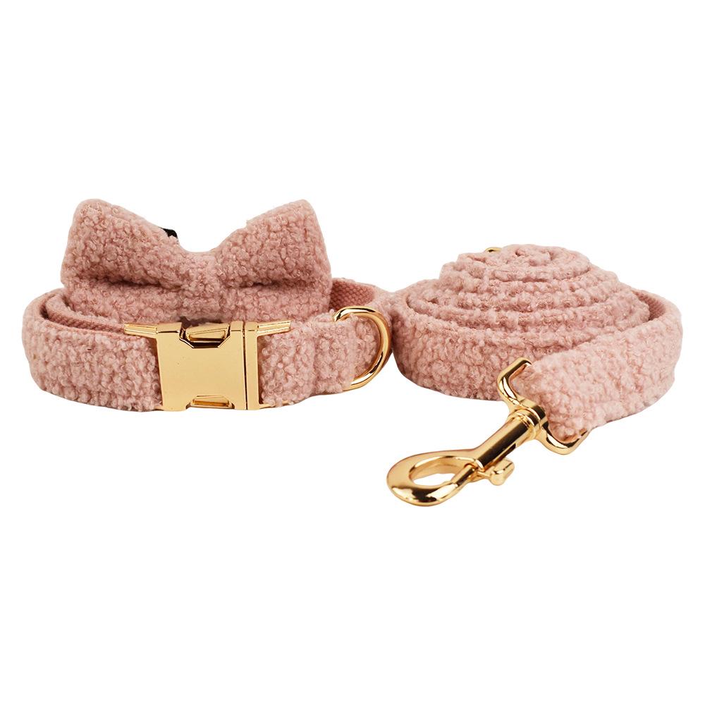 Pink Teddy Bear Dog Collar & Leash Set