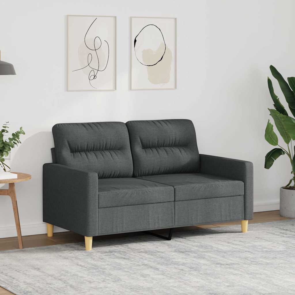 Vidaxl 2-Seater Sofa, Dark Grey, 120 Cm, Upholstered In Fabric