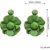 Rattan Earrings Summer Boho Handwoven Big Fabric Chiffon Rattan Flower Drop Earrings Statement Tropical Beach Vacation Jewelry