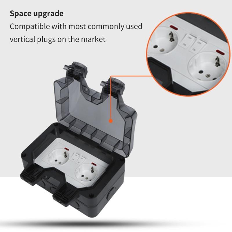 Waterproof and Dustproof Double European Socket with Integrated Switches and Indicators for Outdoor Safety