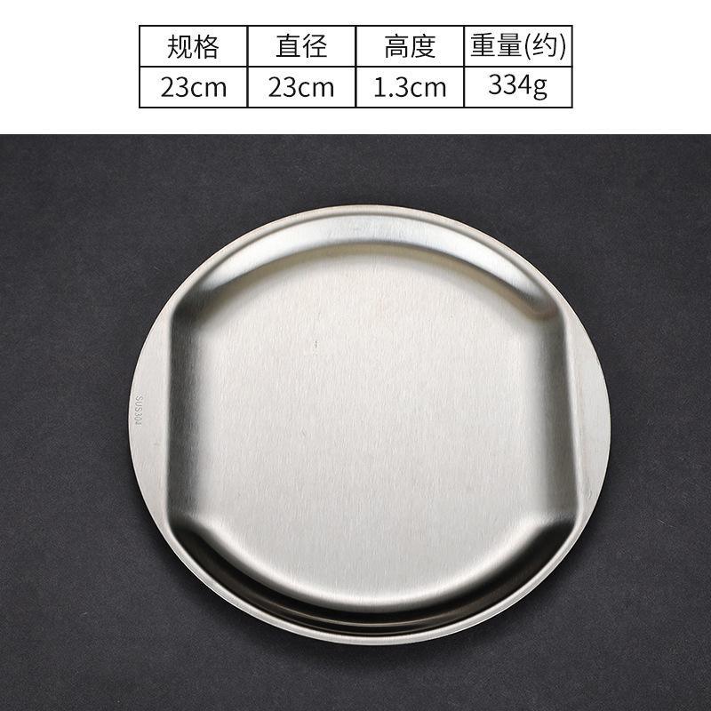 Breite Seite 304 Edelstahl-Essteller Snacks Western Food Steak Barbecue Tabletts Flache runde Hauptplatte Hotel Tischservice