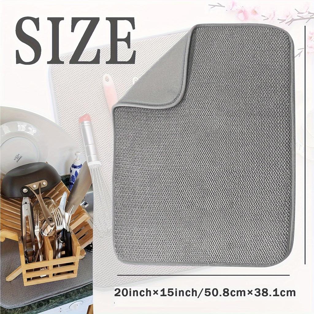 2 Pcs Large Dish Drying Mat for Kitchen Counter, Microfiber Absorbent Dish Drying Pad, Dishes Drainer Mats for Countertops, Sinks, Draining Mat
