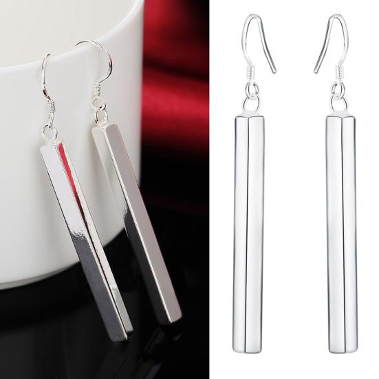 Orecchini da donna alla moda da sposa con barra lunga pendente in argento placcato