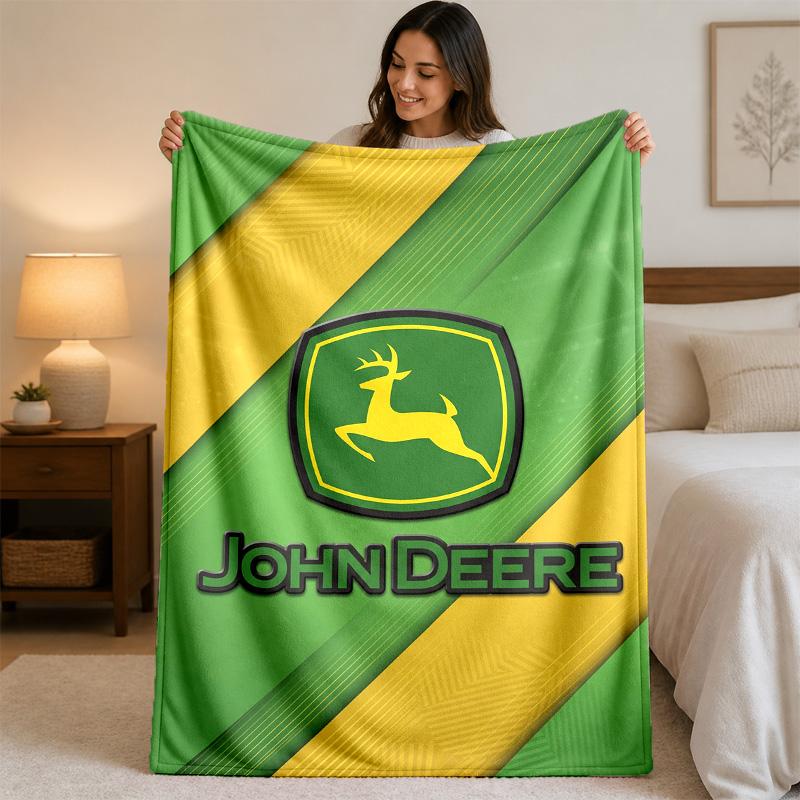 john deere Print Flannel Blanket Cozy Lightweight Plush Throw Blanket For Bed Sofa Household Use