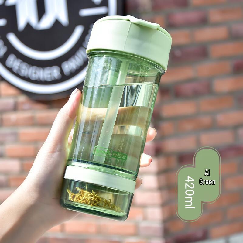 Пластиковая бутылка для воды BEANBEANLOVE с двумя отделениями, с трубочкой и носиком-утенком
