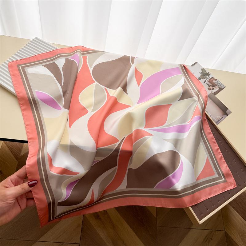 Fashion Versatile Simulation Silk Printed Silk Scarf Small Square Scarf Premium Shawl Sunscreen Neck Scarf Headscarf Scarf New