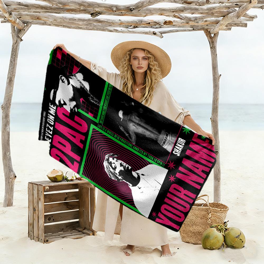 2pac Personalized Name Beach Towel Super Soft Microfiber Quickdry Fabric Portable for SwimmingBeachCamping Travel Beach AccessoriesGym