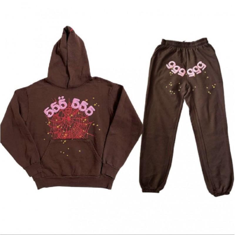Completo Felpa con Cappuccio e Pantaloni Jogger Unisex con Stampa Ragnatela Streetwear Casual